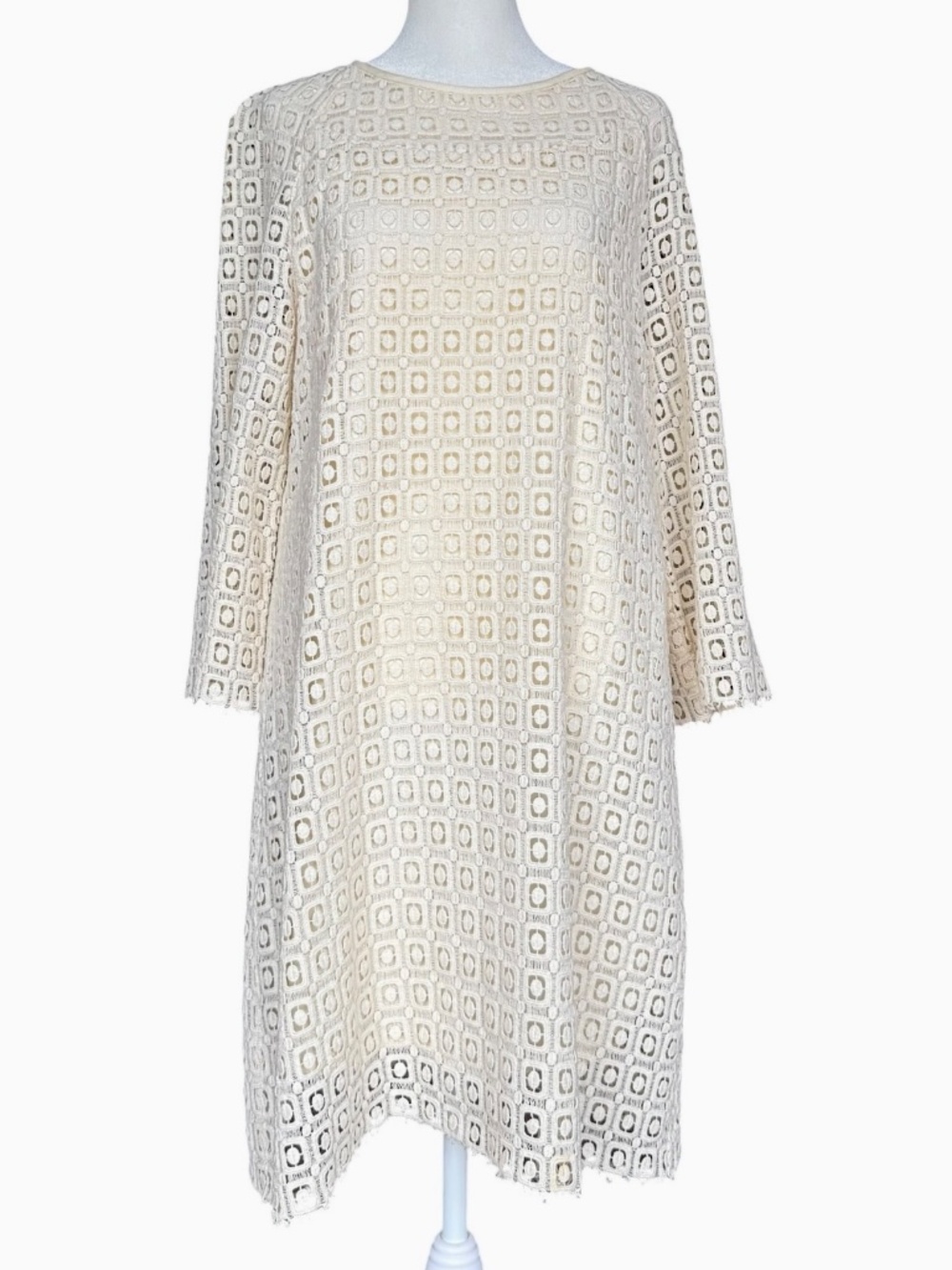 A.P.C. x Vanessa Seward White Square Lace Off Shift Dress Sz L - Picture 2 of 10